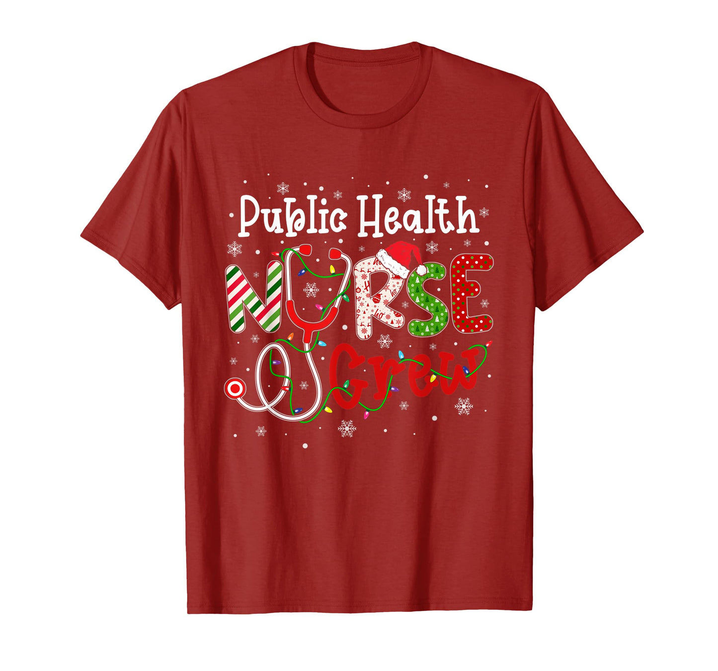 Public Health Christmas Nurse Crew Nursing Christmas Pattern T-Shirt