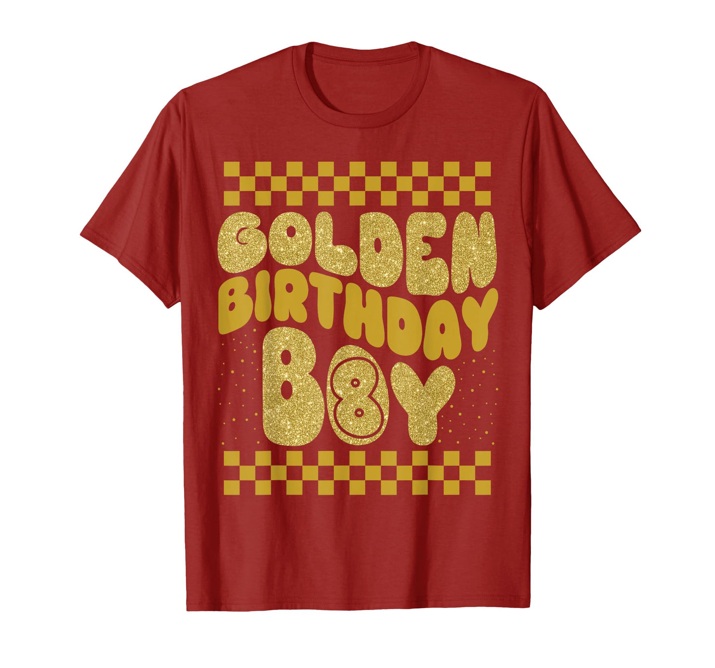 Golden 8th Birthday Boys Toddlers Birthday Party Decoration T-Shirt