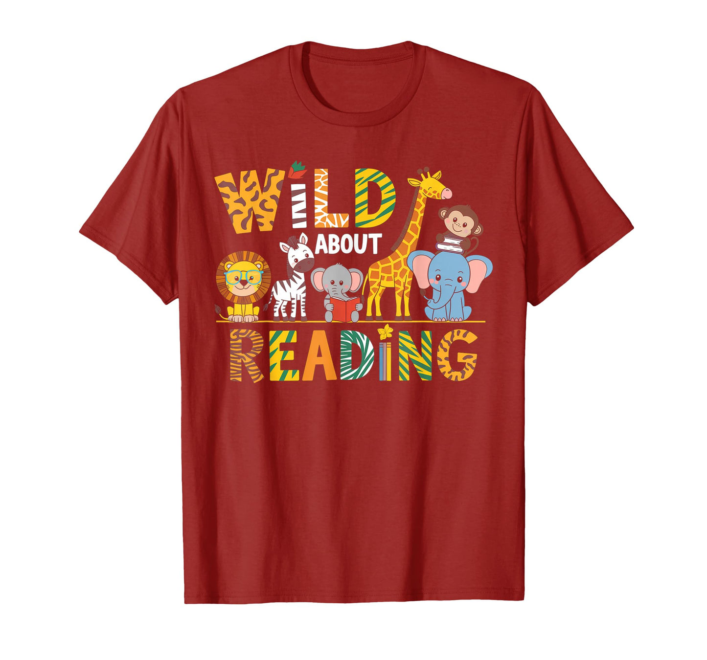 Wild About Reading Kid Love Wild Animal Books Back To School T-Shirt