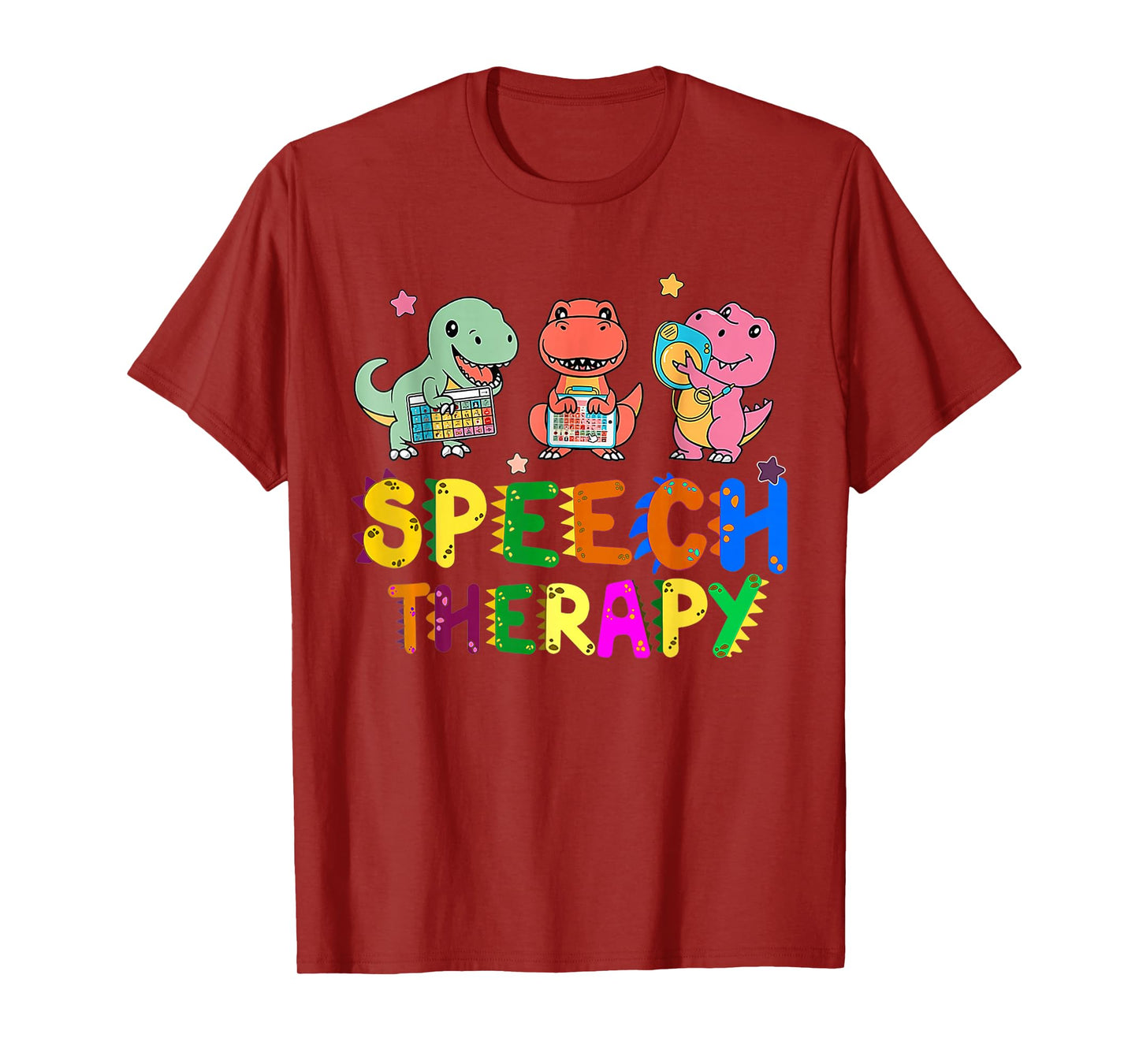 Speech Therapy Cute Dinosaur Tee Gifts Unisex-Adult T-Shirt Black Small Short Sleeve Cartoon Cute Dinosaur-Theme T-Shirts
