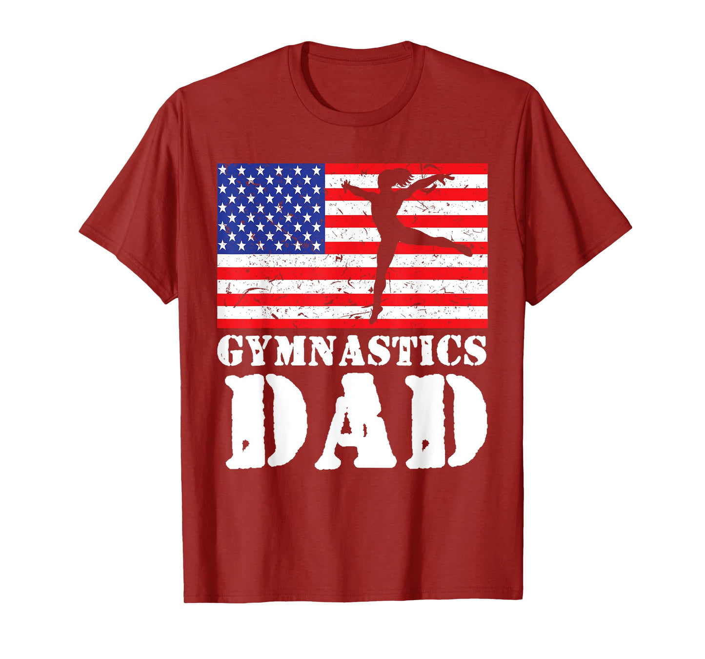 USA American Distressed Flag Gymnastics Dad Men Gift For Him T-Shirt