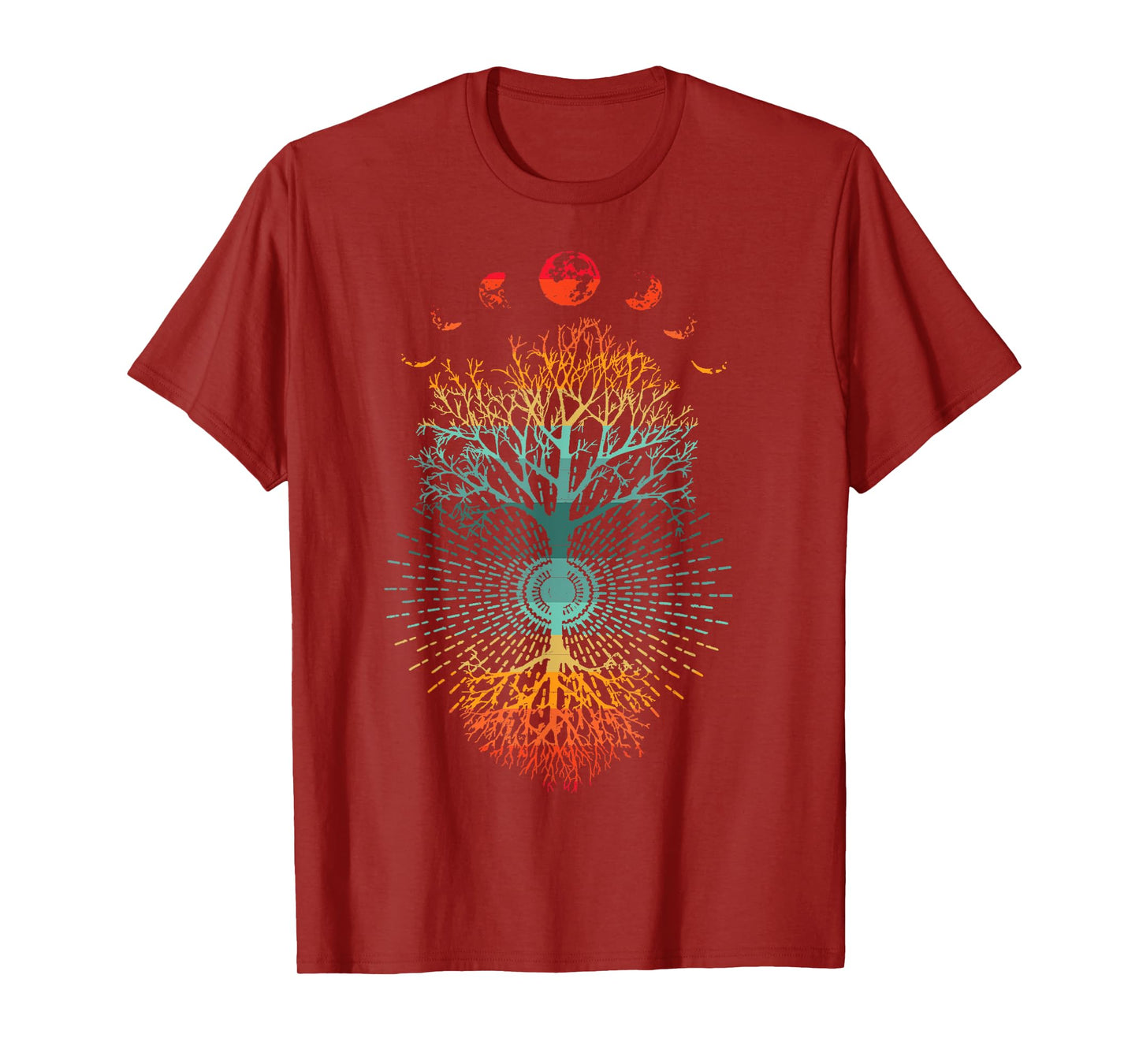 Phases of the Moon Retro 60's 70's Vibe Tree of Life Graphic T-Shirt