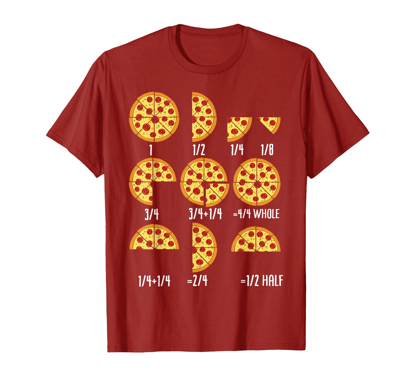 Pizza Slice Fraction Math Teacher Back To School Educational T-Shirt