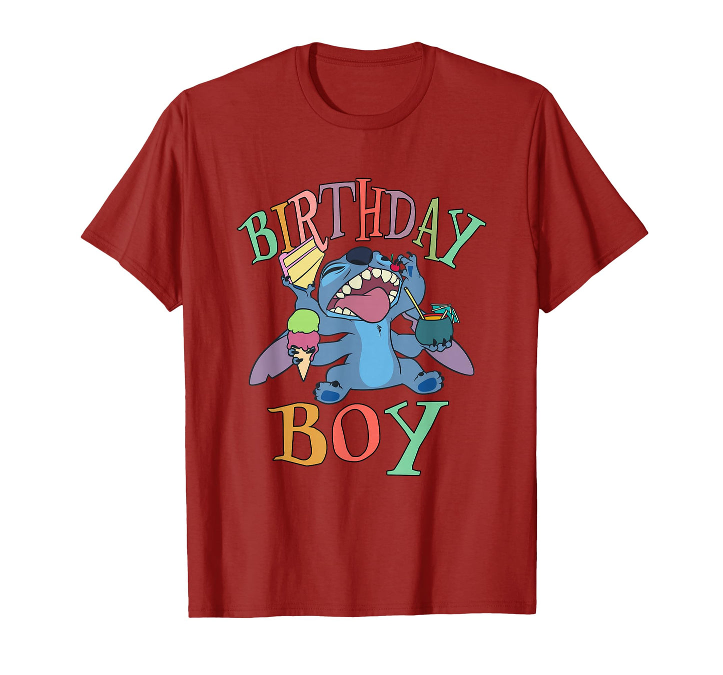 Disney Lilo & Stitch Birthday Boy Stitch Enjoying Big Logo T-Shirt