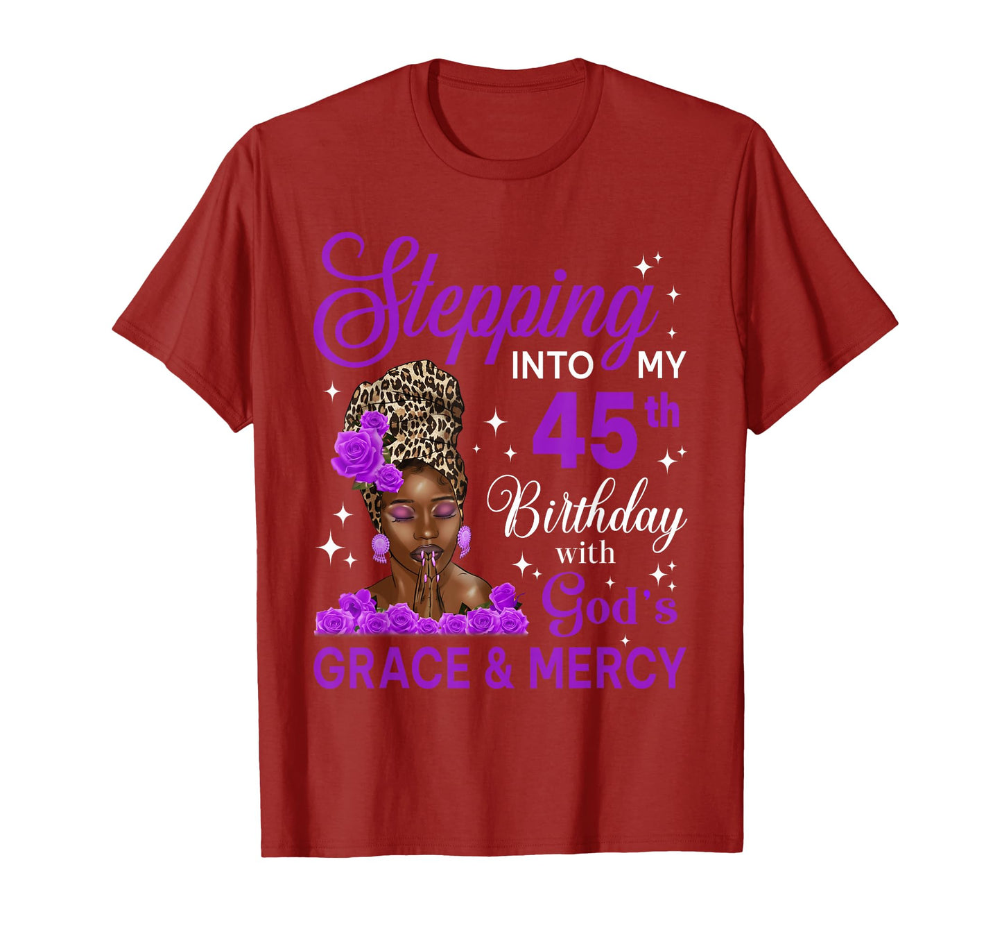 Stepping Into My 45th Birthday Headwrap Black Woman T-Shirt