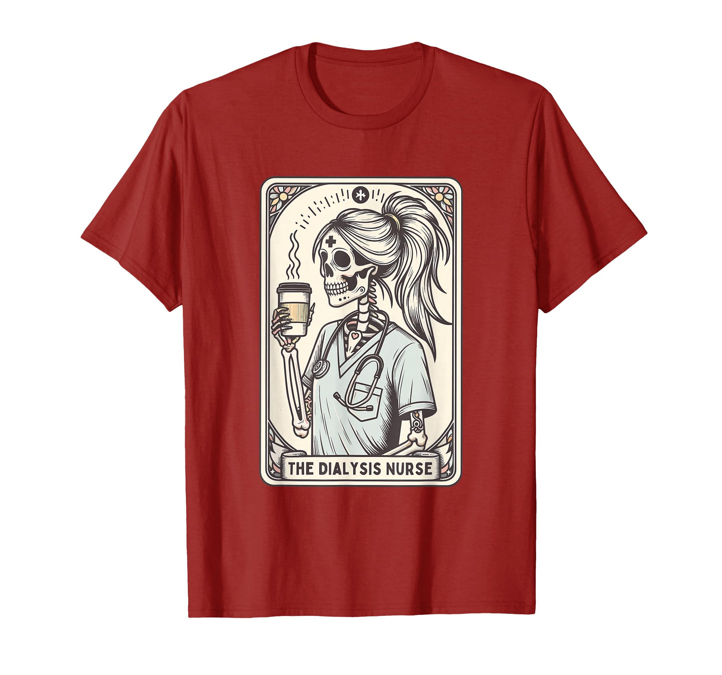 The Dialysis Nurse Halloween Skeleton Nurse Tarot Card Women T-Shirt