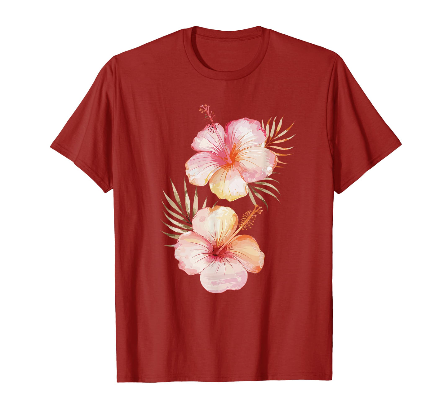 Watercolor Tropical Hibiscus Flowers Floral Summer Art T-Shirt