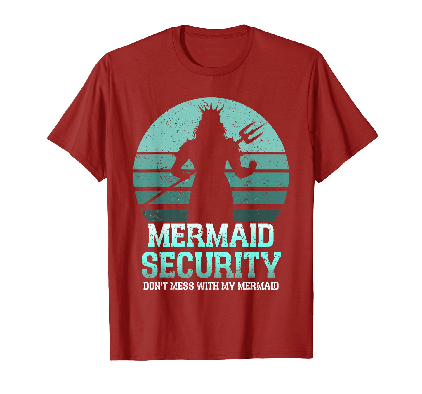 Mermaid Security Funny Vintage Birthday Party Dad Father Day T-Shirt