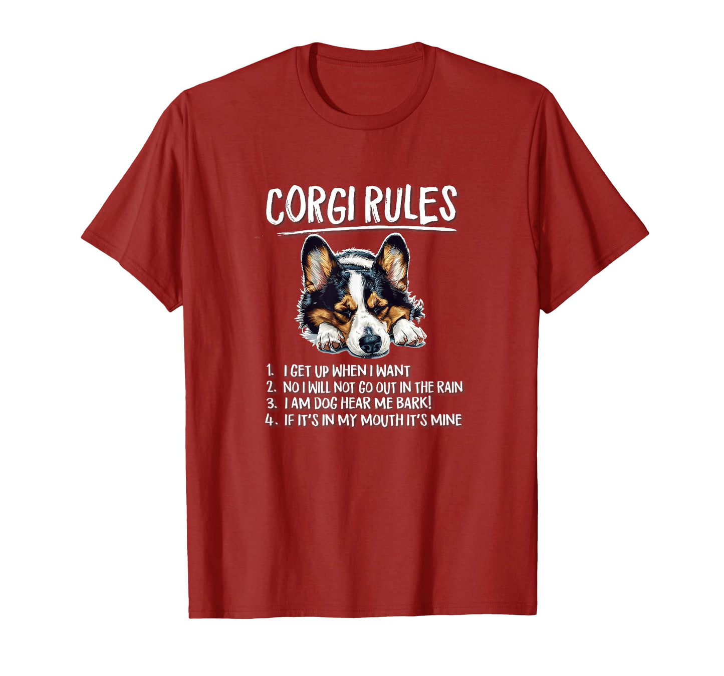 Funny Rules Napping Black Pembroke Tricolor Corgi Lover T-Shirt