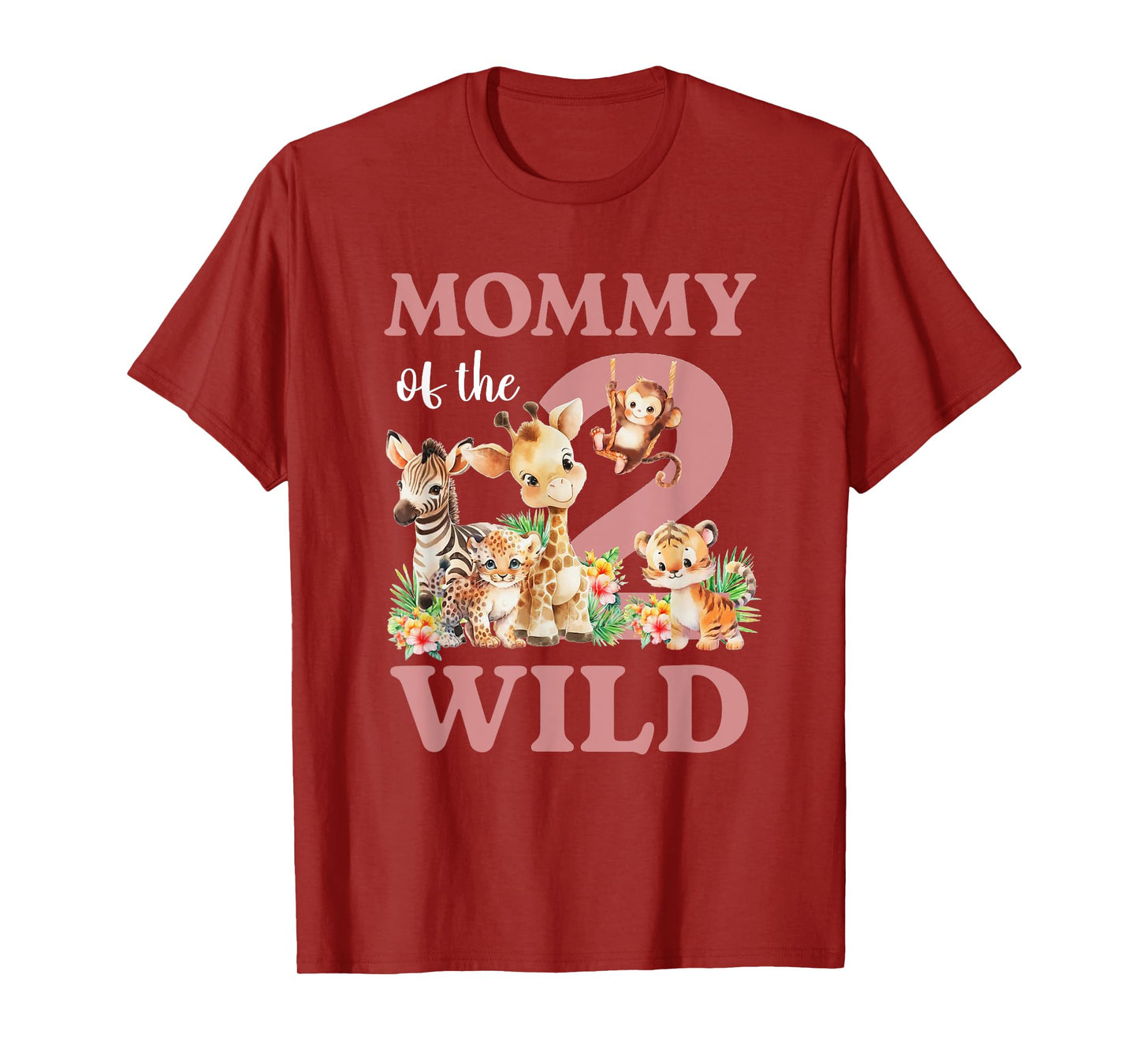 Mommy Of The Two Wild Zoo 2nd Birthday Safari Jungle Animal T-Shirt