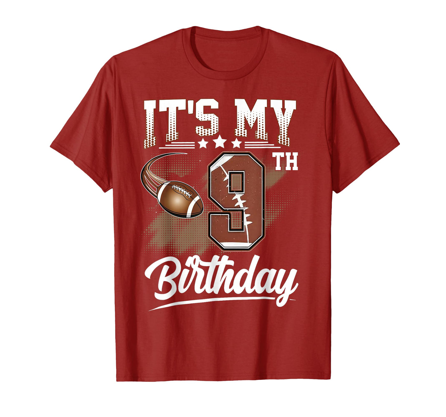 Kids 9 Year Old It's My 9th Birthday Football Themed Party T-Shirt