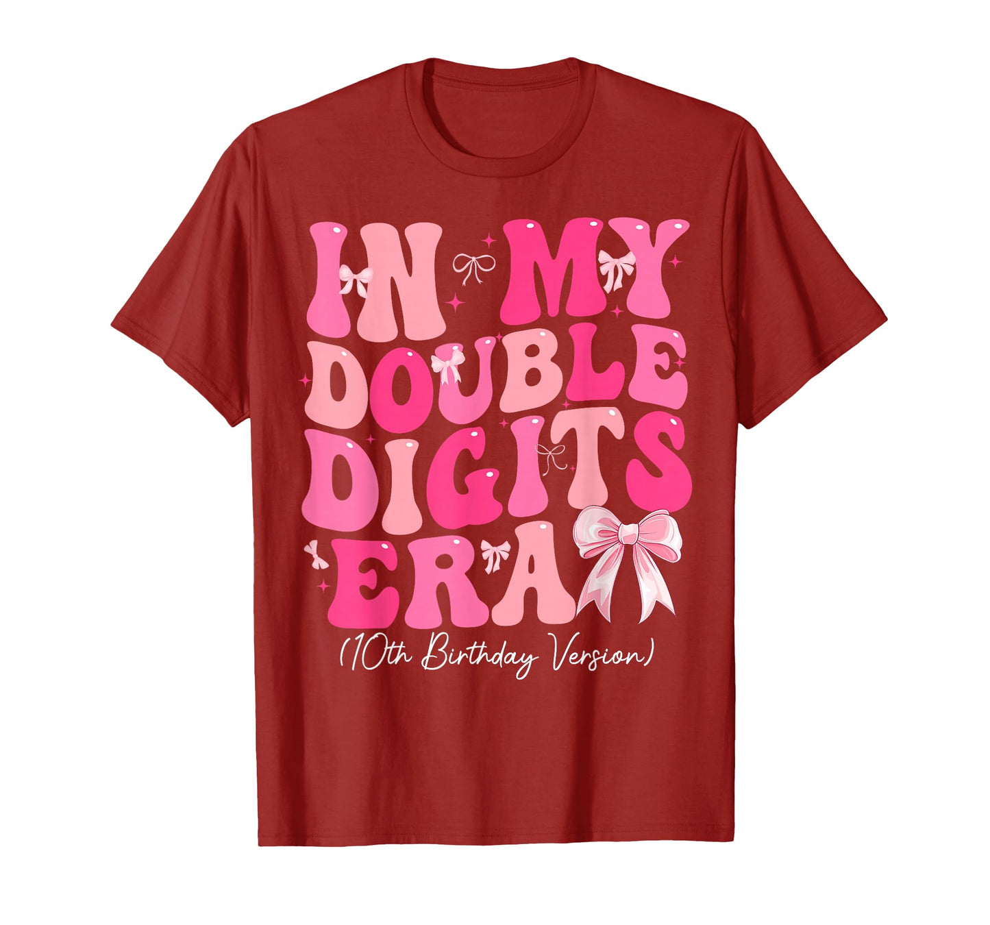 In My Double Digits Era 10th Birthday Version Coquette Bow T-Shirt