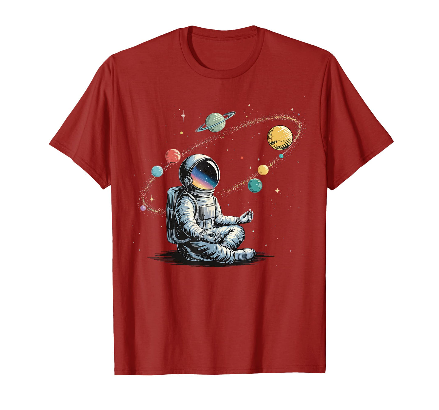 Astronaut Meditating Galaxy Yoga T-Shirt