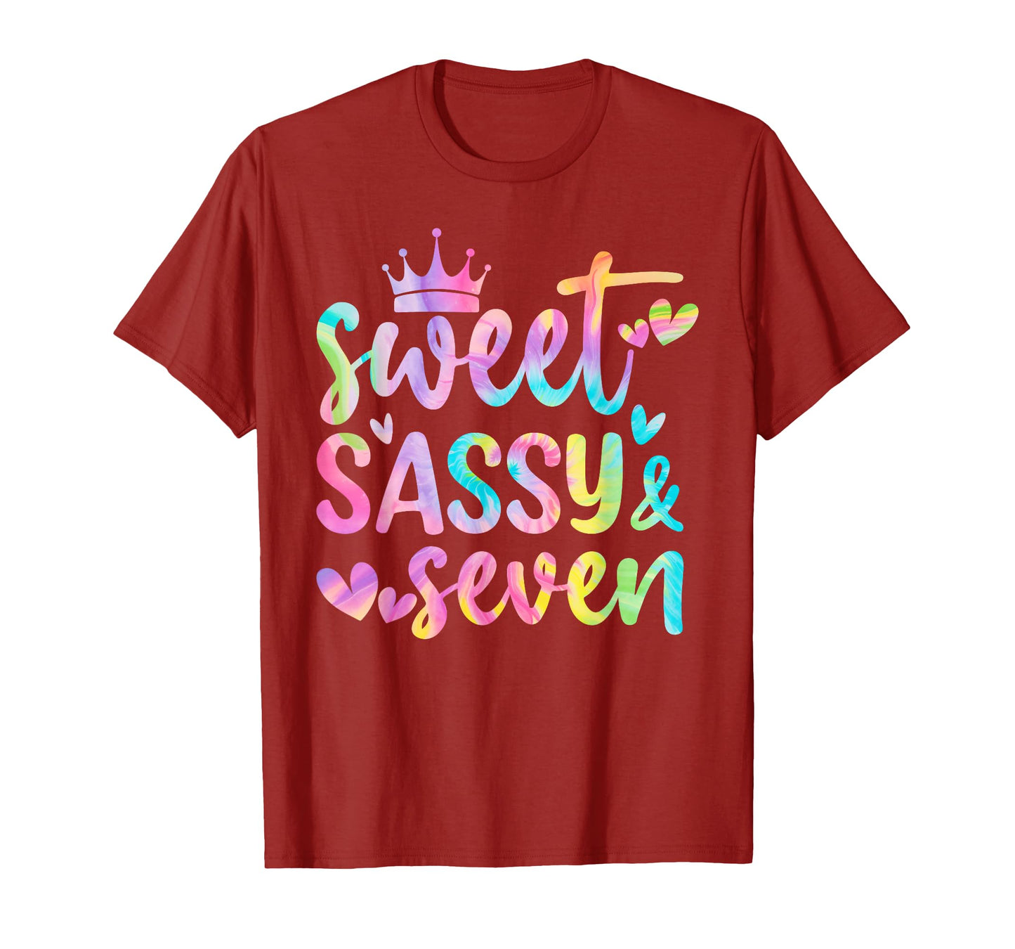 Sweet Sassy and Seven Girls Birthday Tie Dye 7 Year Old Kids T-Shirt