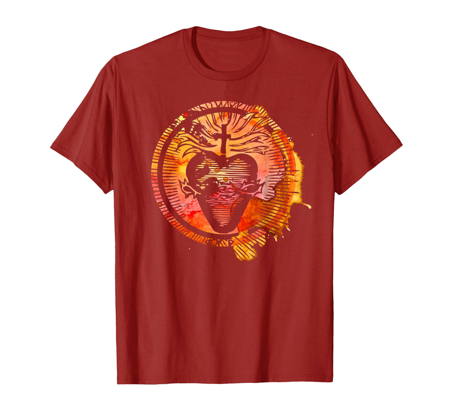 Sacred Heart of Jesus Watercolor Catholic T-Shirt