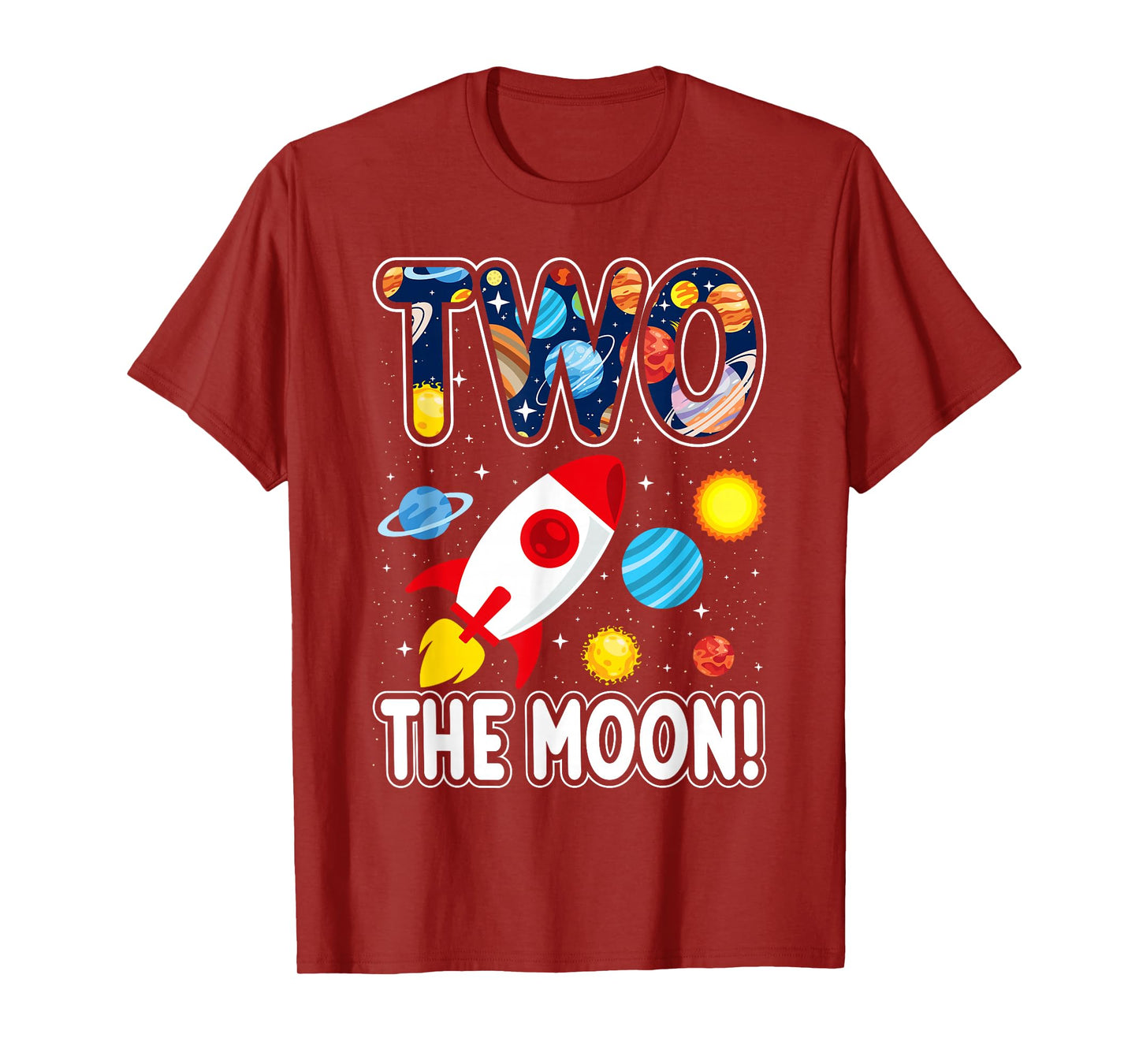 Two The Moon Outer Space 2 Year Old 2nd Birthday Party Space T-Shirt