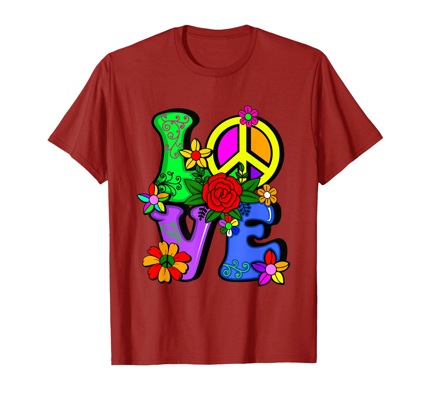 Retro 60's 70's Flower Power Hippy, Groovy Love Peace Hippie T-Shirt