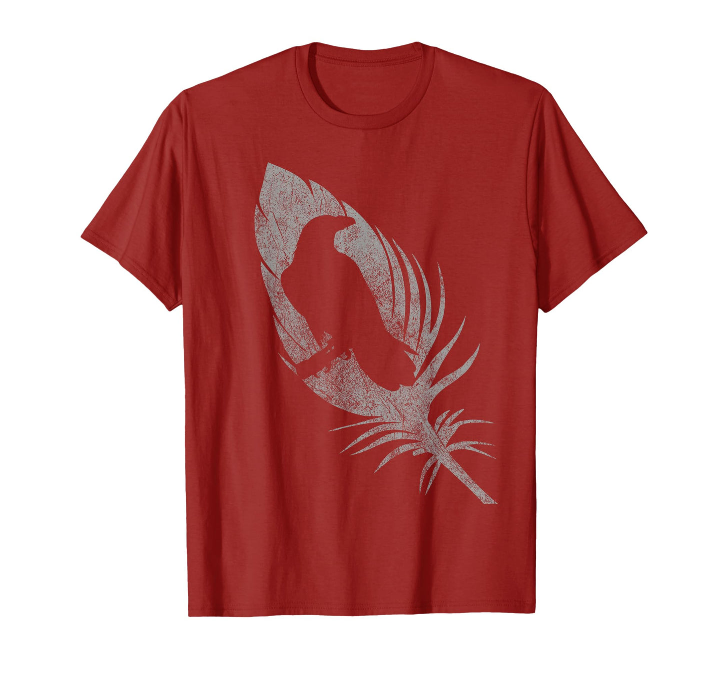 Raven silhouette beautiful crow feather distressed gothic T-Shirt