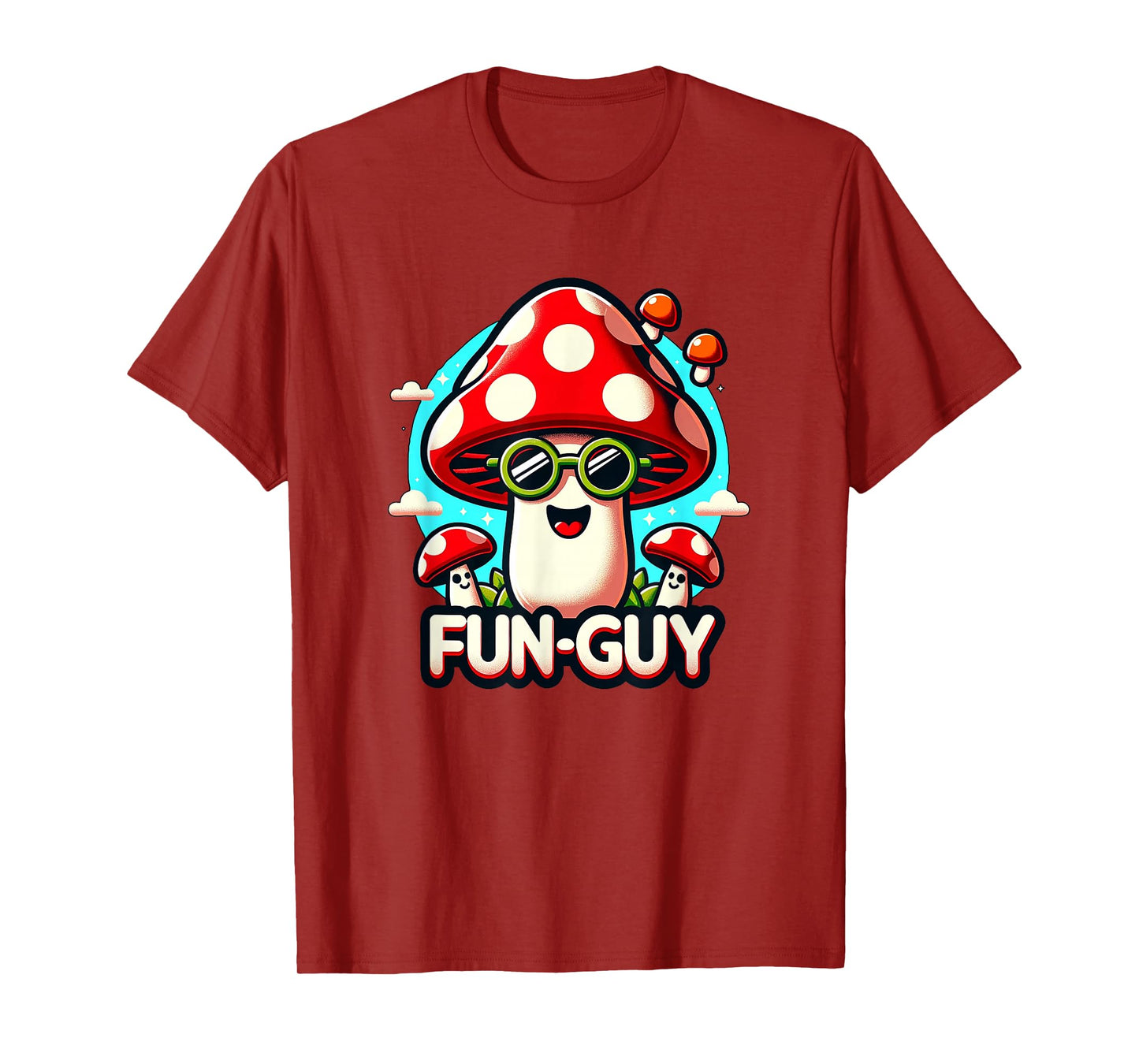 Kids & Toddler Fun Pun 'FUN-GUY' Funny Cute Mushroom Themed T-Shirt