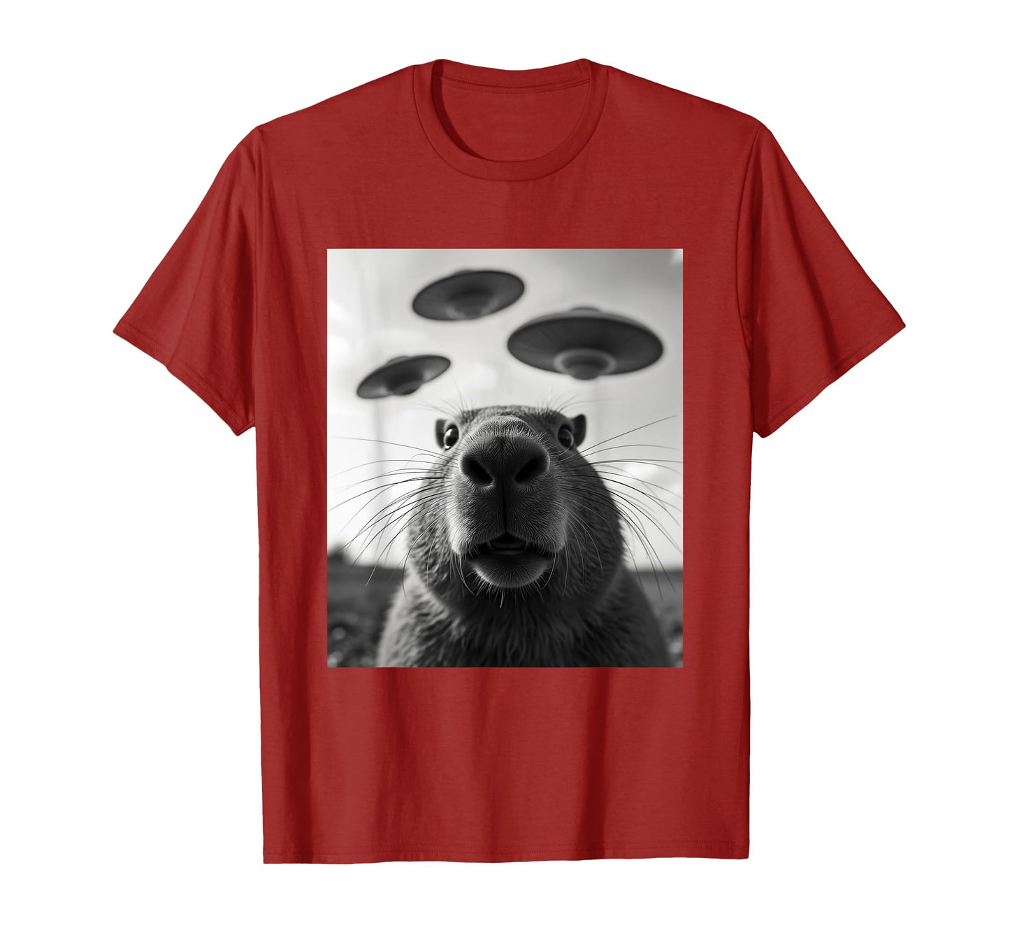Funny Graphic Costume Weird Cute Capybara Selfie UFO T-Shirt