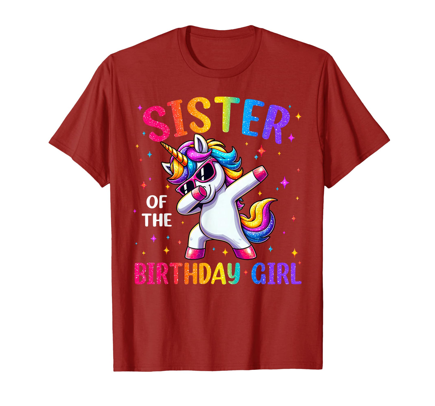 Sister Of The Birthday Girl Family Matching Dabbing Unicorn T-Shirt