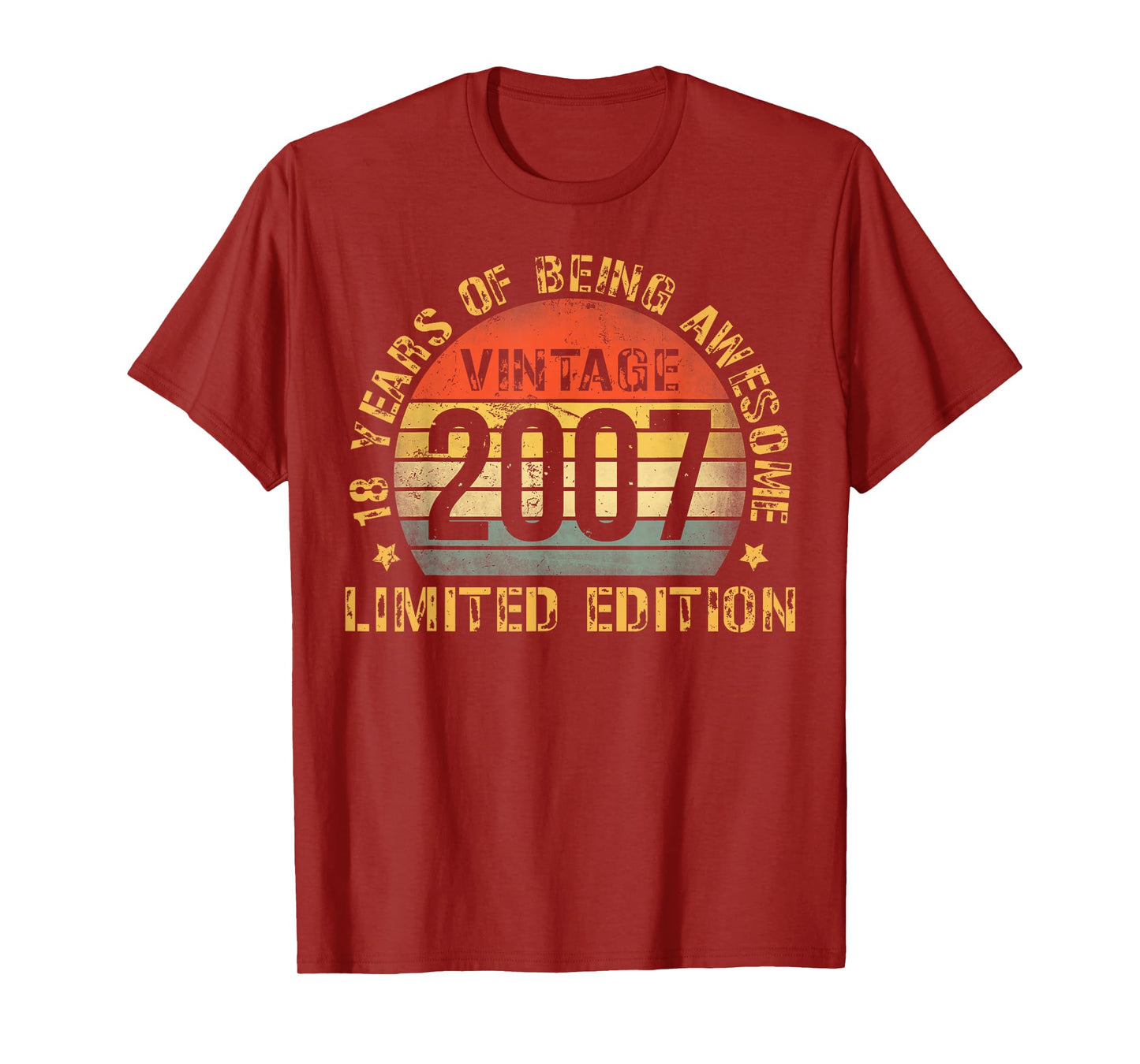 18 Year Old BDay Decorations Men Boy 18yr 2007 18th Birthday T-Shirt