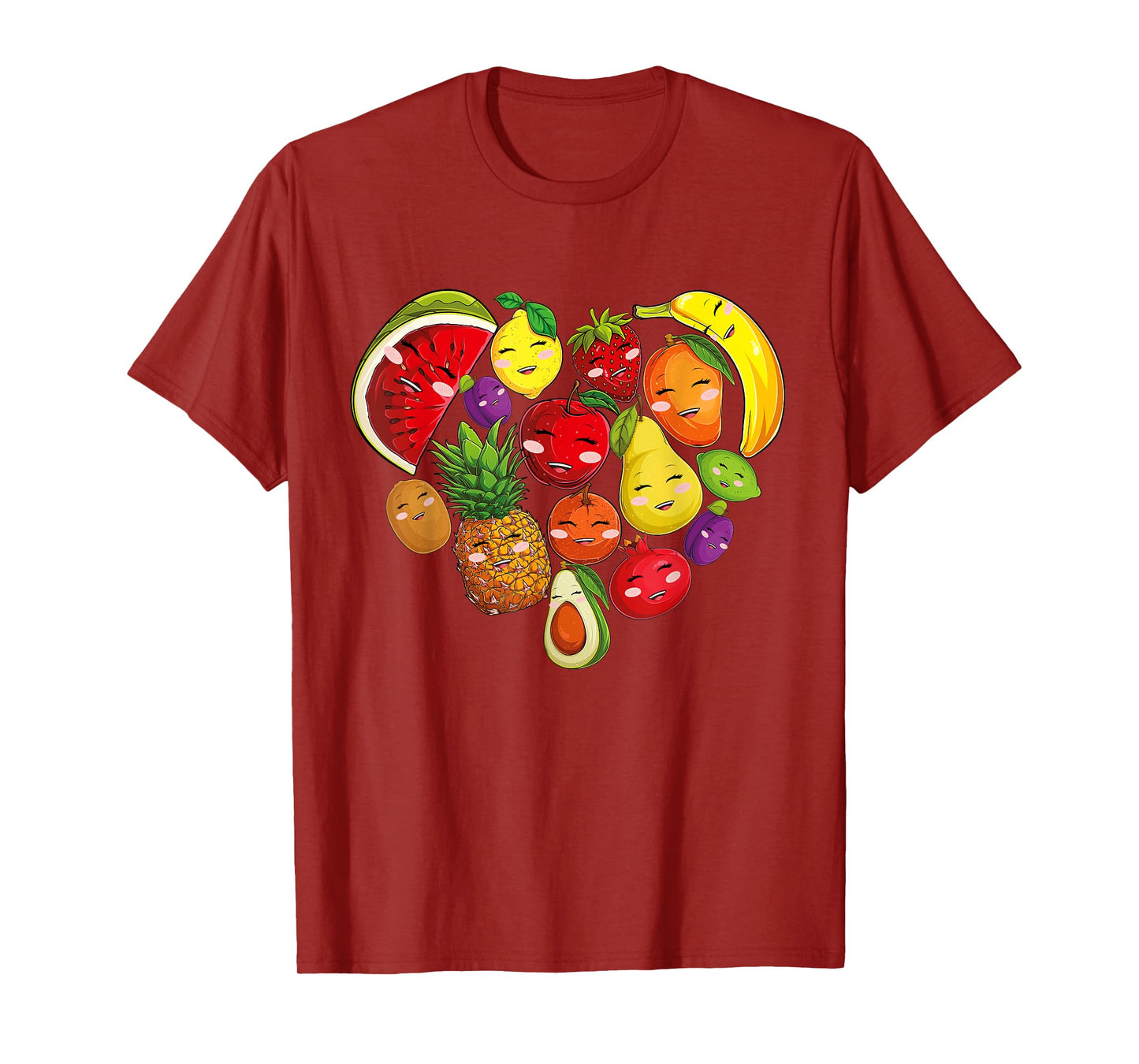 Funny Fruits Collage Cute heart Fruit and Vegetables T-Shirt