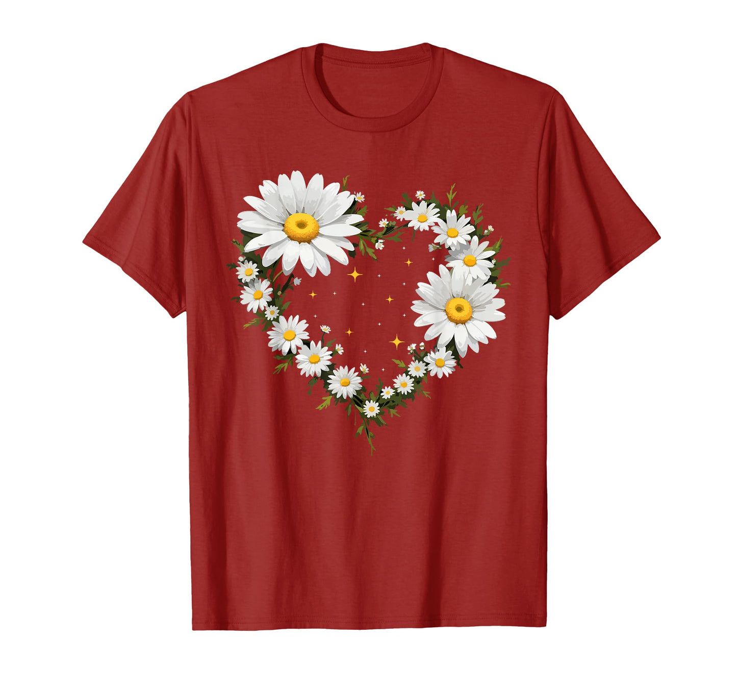 Heart With Daisy Flowers, Daisies With Heart Outline T-Shirt