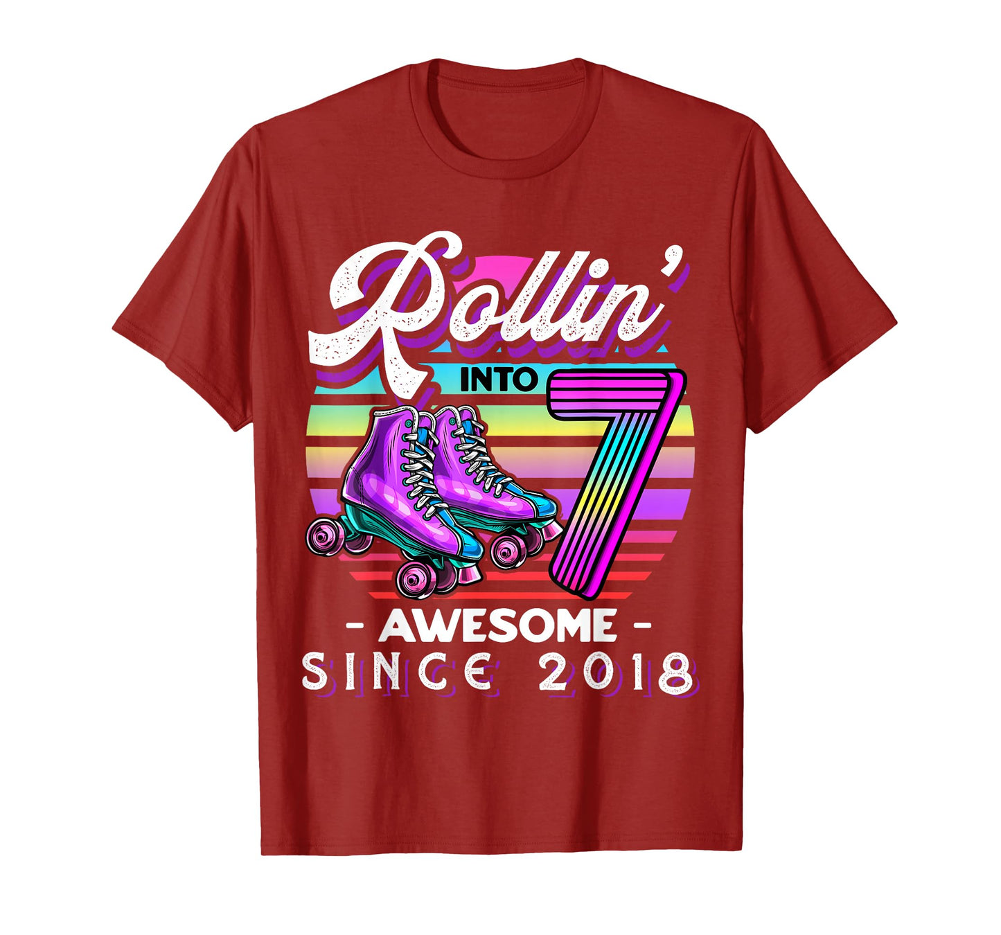 Birthday Roller Skating 7th Girls Rollin into 7 Skate Party T-Shirt