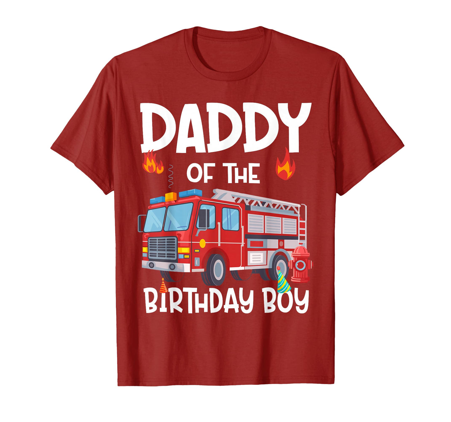 Daddy of the Birthday Boy Fire Truck Firefighter Dad Bday T-Shirt