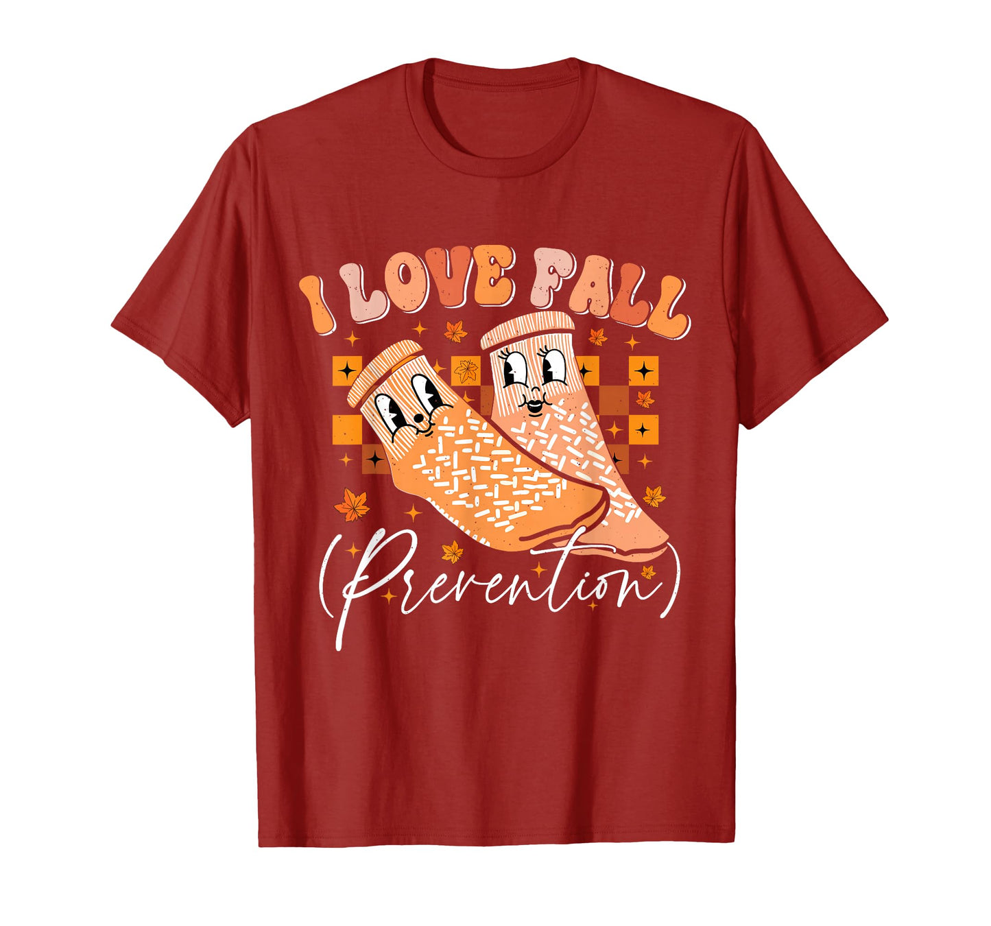 Groovy Retro I Love Fall Prevention Fall Physical Therapy T-Shirt
