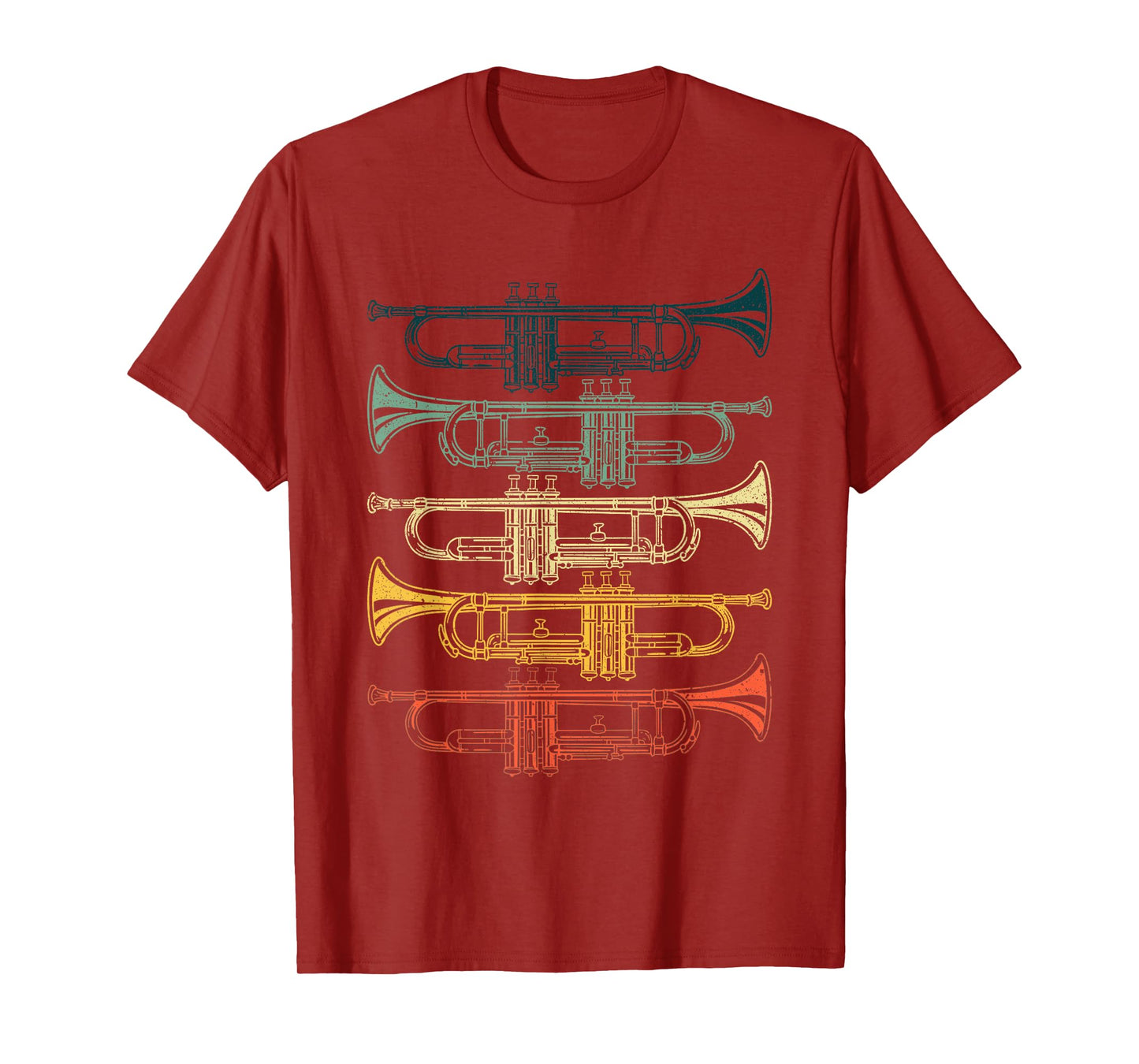 Trumpet Gift Trumpet Player Accessories & Stuff Unisex-Adults & Kids Black Cotton T-Shirt Small Retro Jazz Music T-Shirt