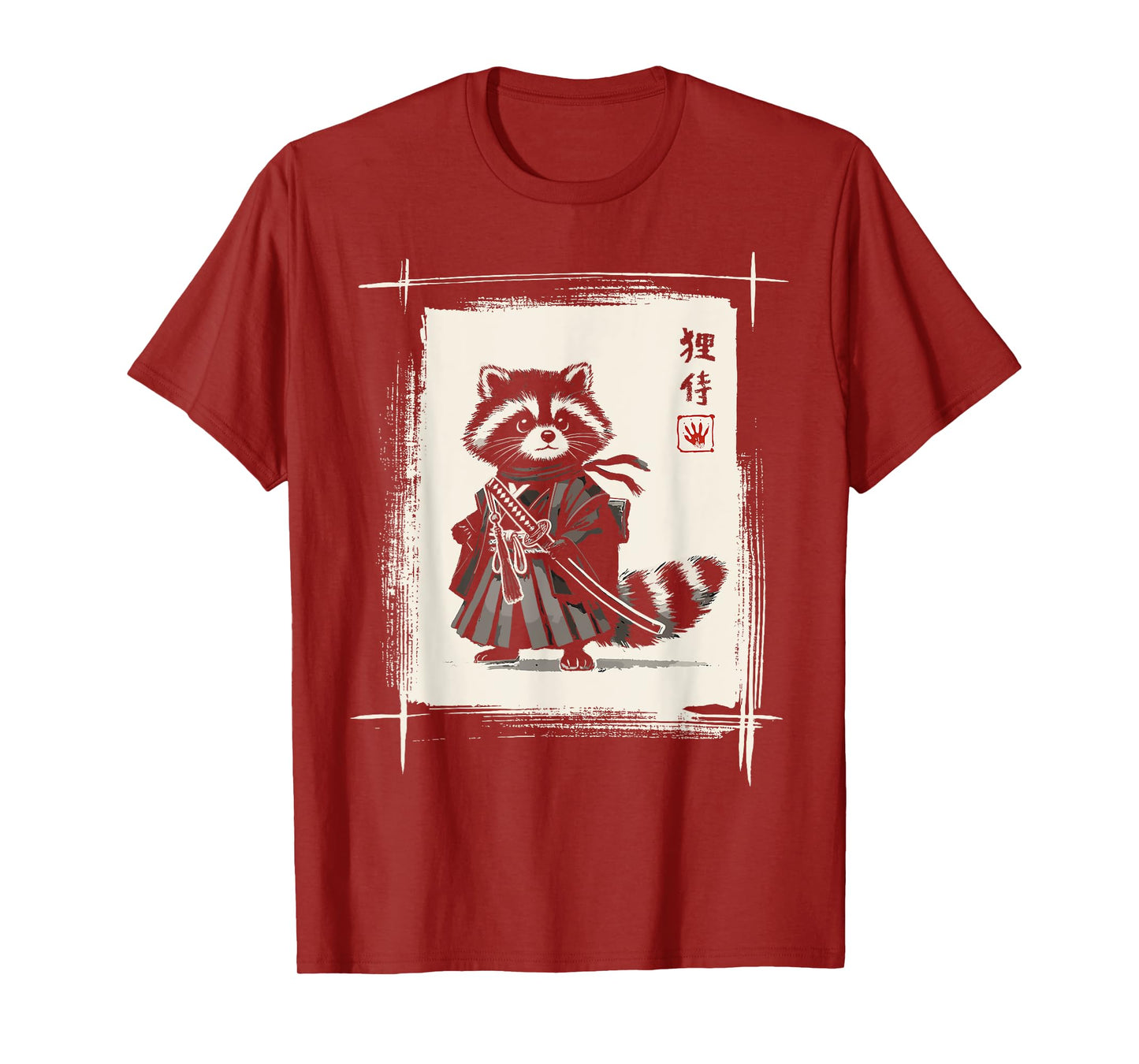 Samurai Raccoon Japanese Art Sumi-e Kawaii Funny Raccoon T-Shirt