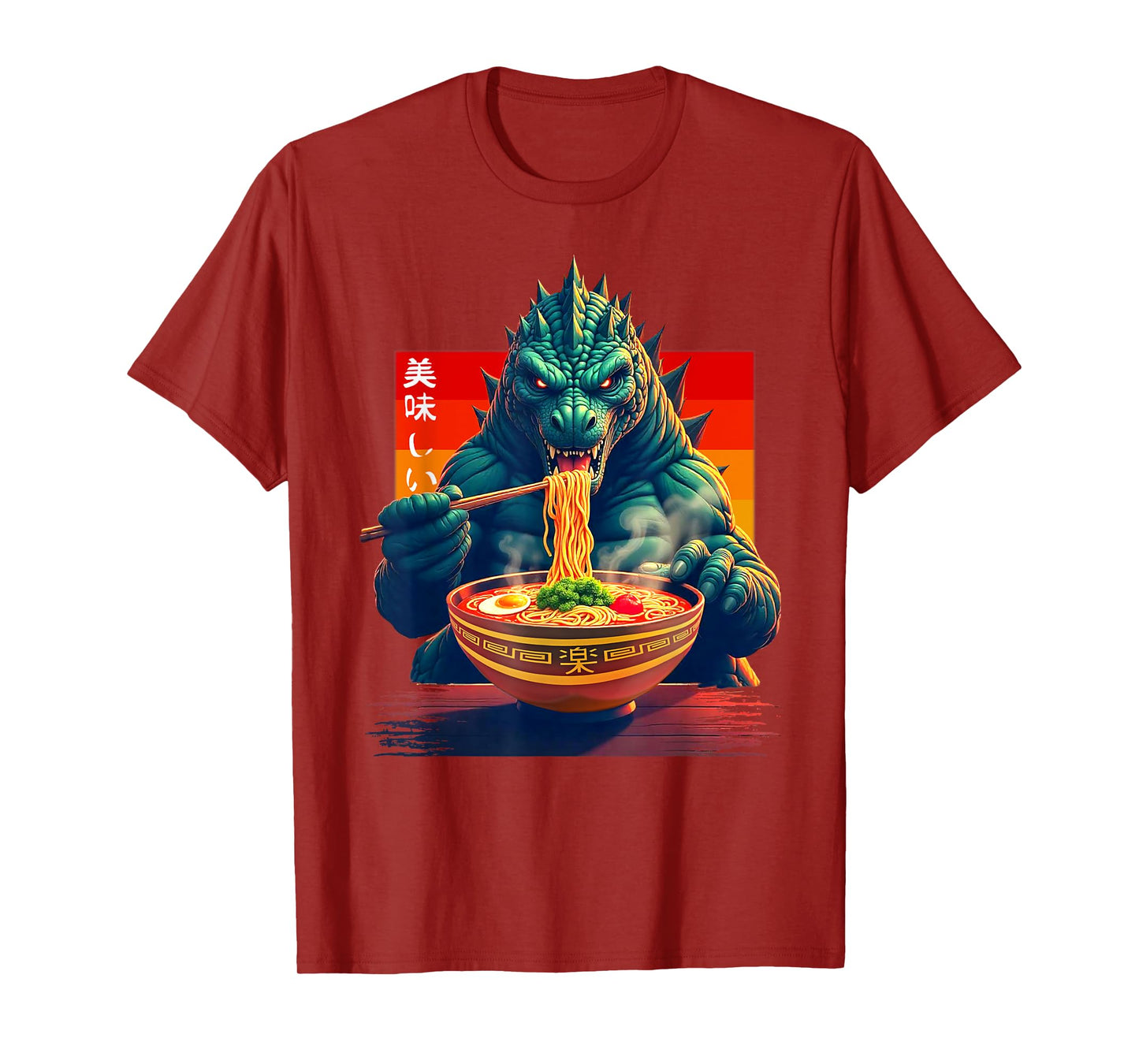 Funny Kaiju Eating Ramen Japanese Monster Lover Birthday T-Shirt