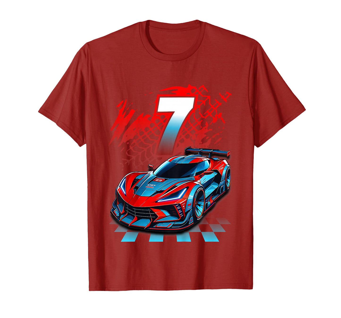 Kids 7 Year Old Race Car 7th Birthday Party Racing Racecar T-Shirt