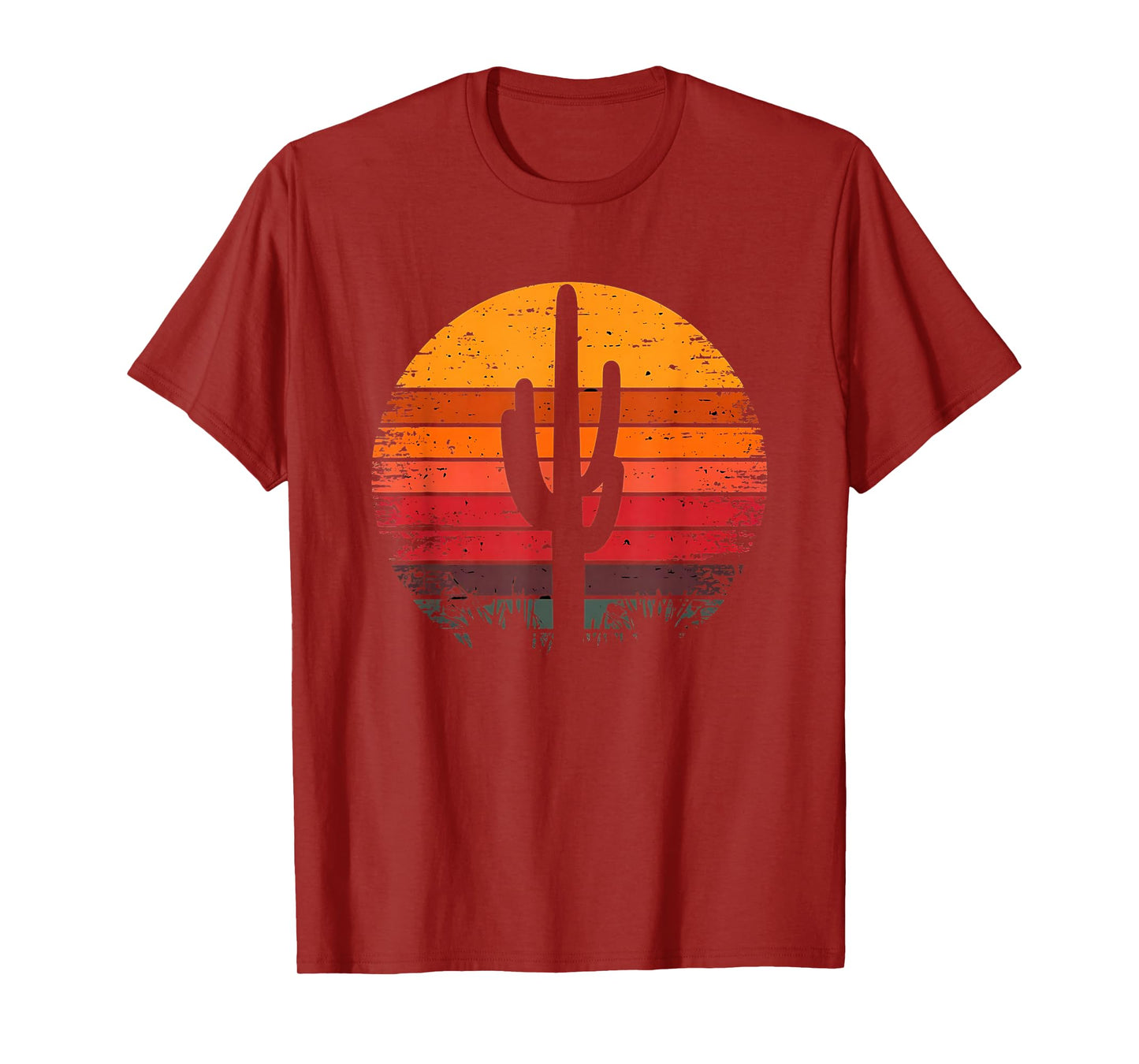 Retro Sunset Saguaro Cactus Vintage Desert Design Graphic T-Shirt