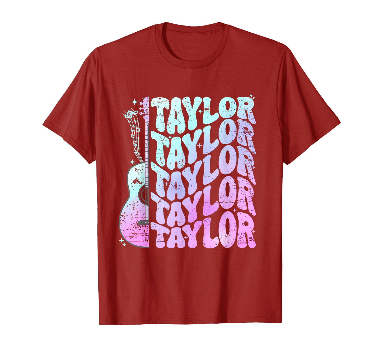 Girl Retro Taylor First Name Personalized Groovy 80's Pink T-Shirt