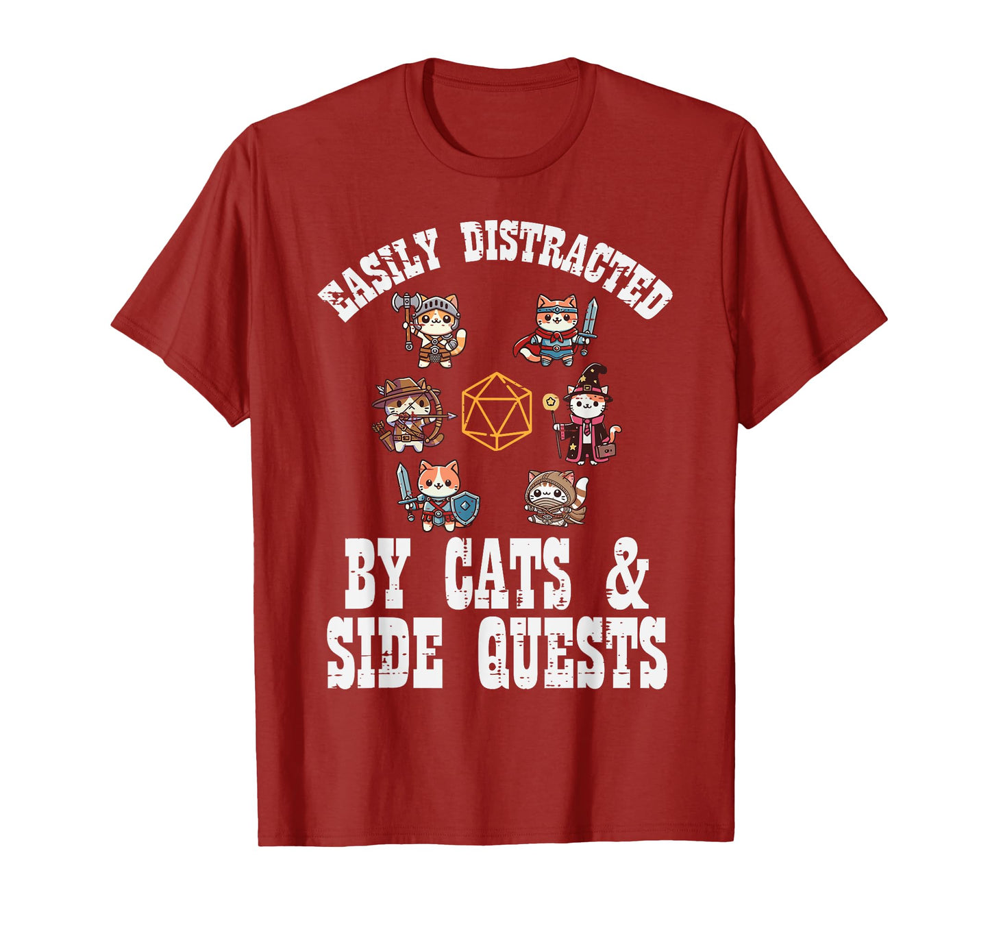 Gaming Easily Distracted By Cats Side Quests Boys Kids Men T-Shirt