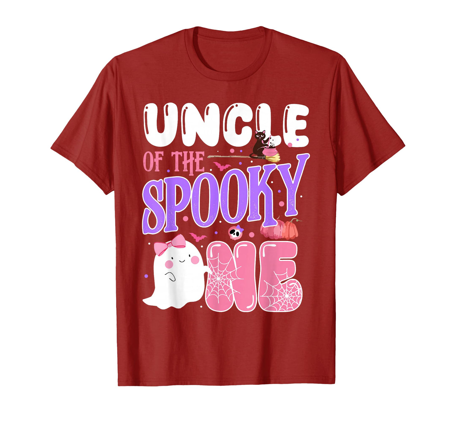 Uncle Of The Spooky One 1st Birthday Halloween Pink Ghost T-Shirt