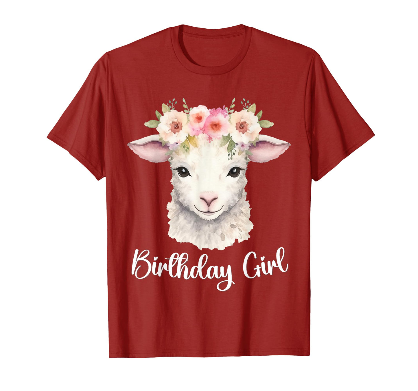 Lamb, Sheep with Flowers for the Birthday Girl T-Shirt