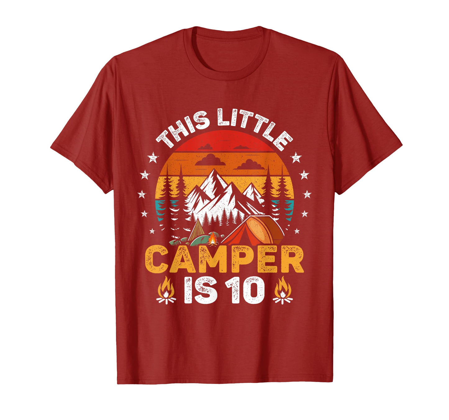 This Little Camper is 10 Year Old 10th Birthday Camping Bday T-Shirt