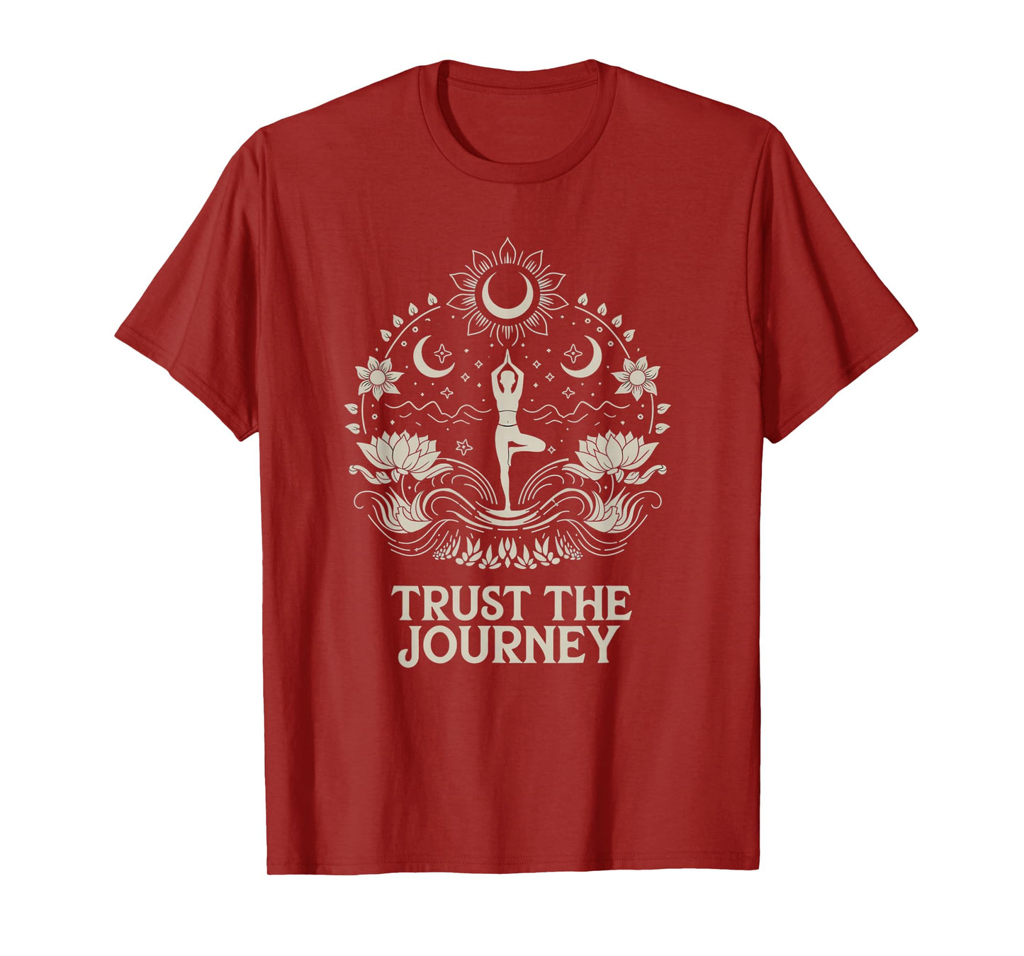 Trust The Journey Yoga Spiritual Boho Lotus Moon T-Shirt