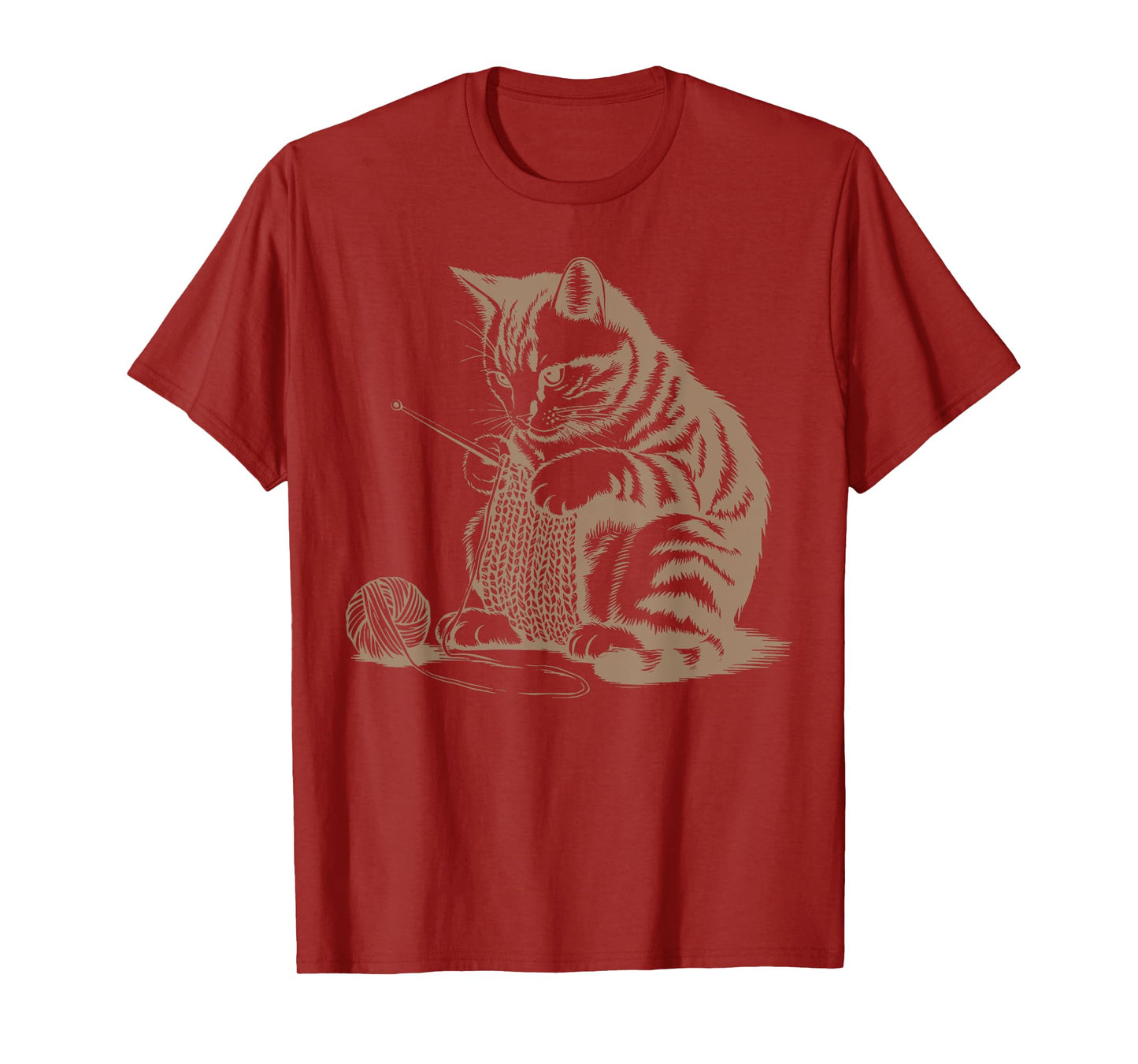 Vintage Cute Cat Crochet Knitting Yarn Knitter Crocheting Men Women Kids T-Shirt