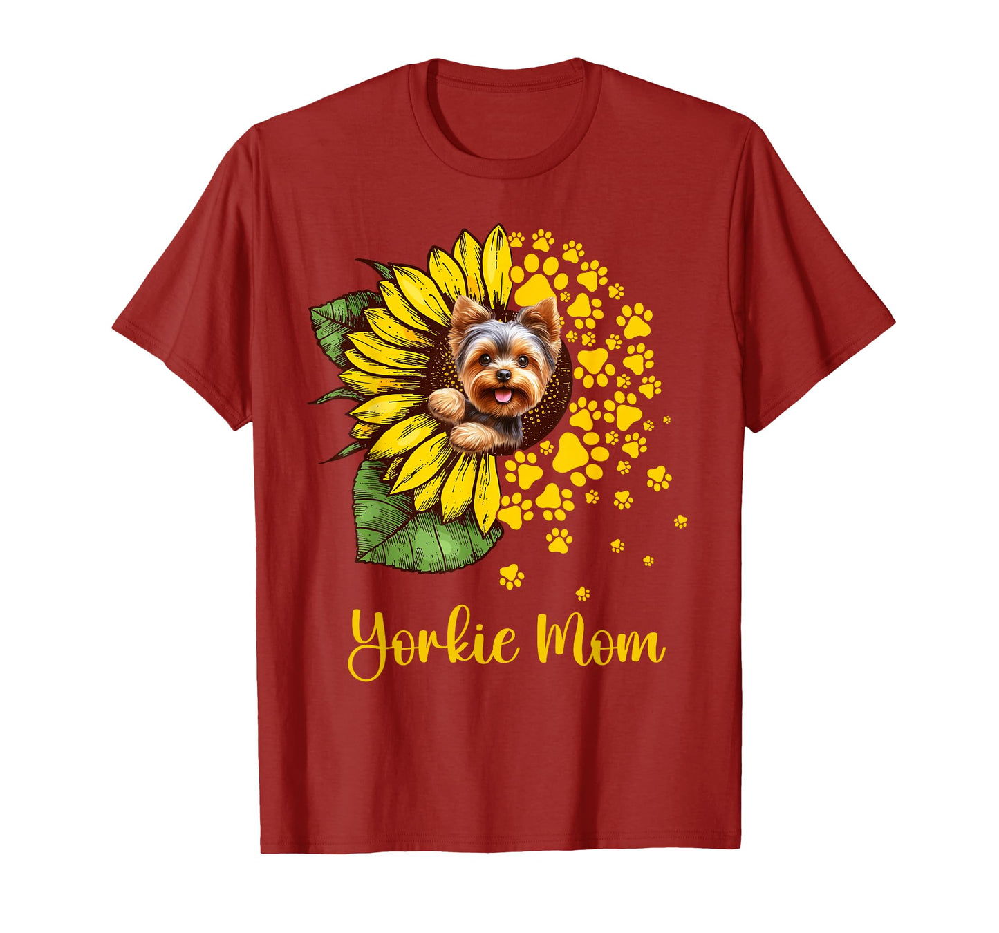 Womens Sunflower Yorkie Mom Dog Lover T-Shirt