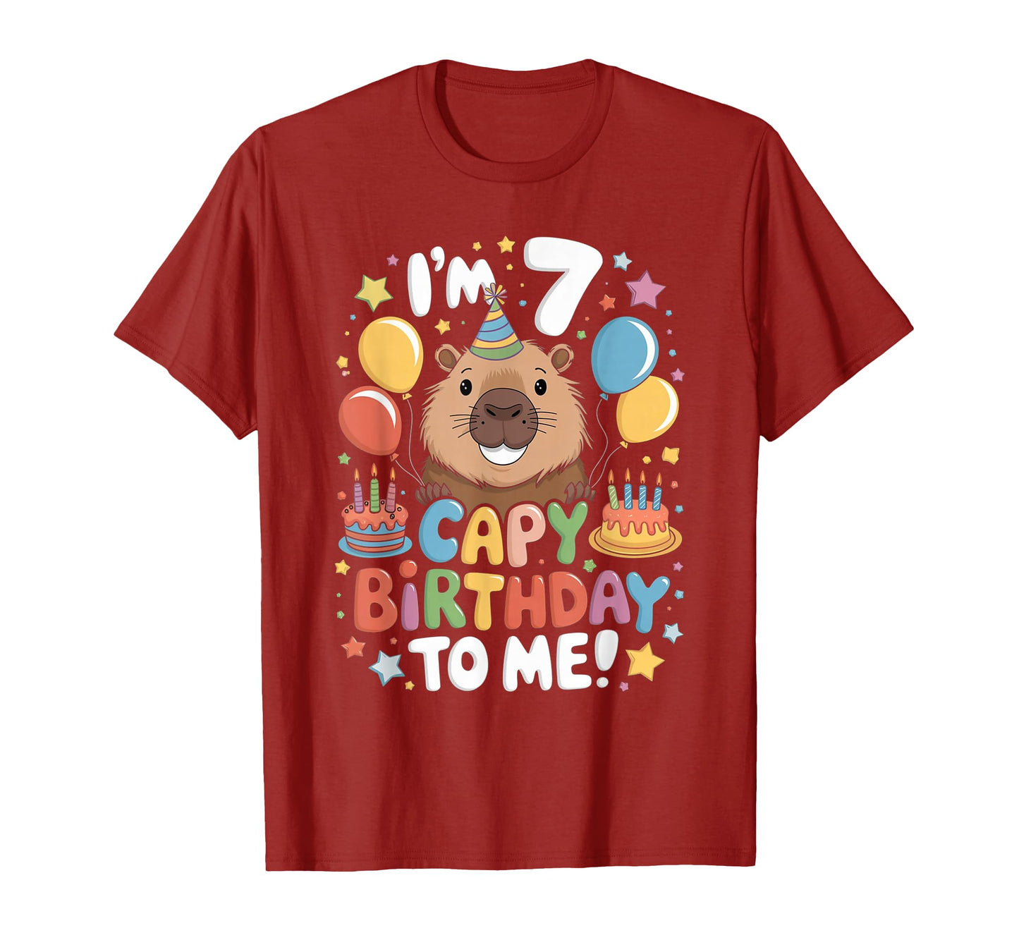 I'm 7 Year Old Capy Birthday To Me 7th Birthday Capybara T-Shirt