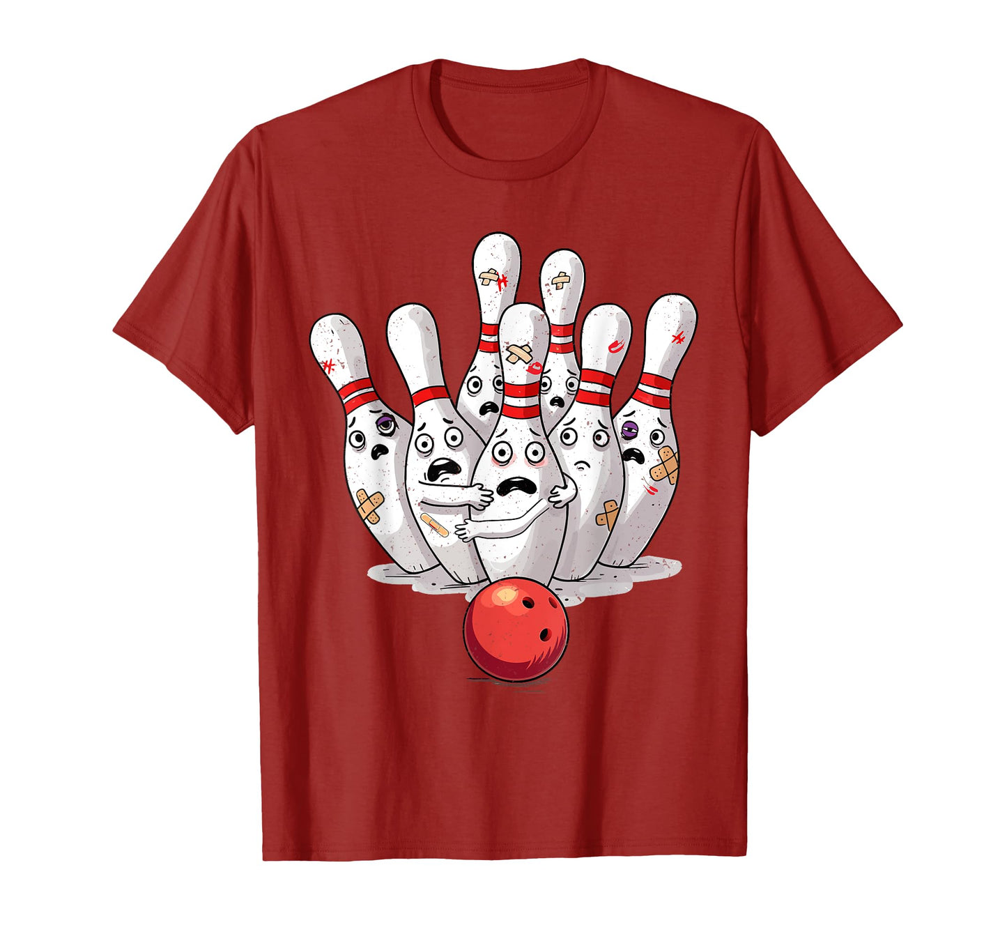 Funny Sport Bowler Scared Bowling Pins Retro Sunset Design T-Shirt
