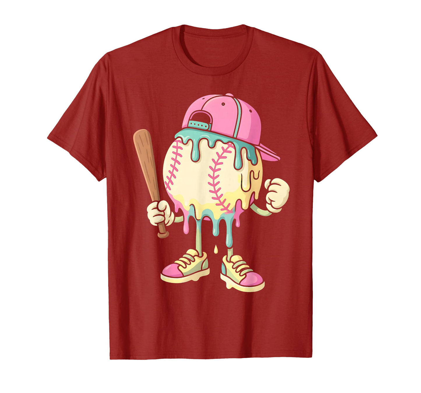 Ice Cream Drip Baseball Spots Baseball Drip For Girls T-Shirt