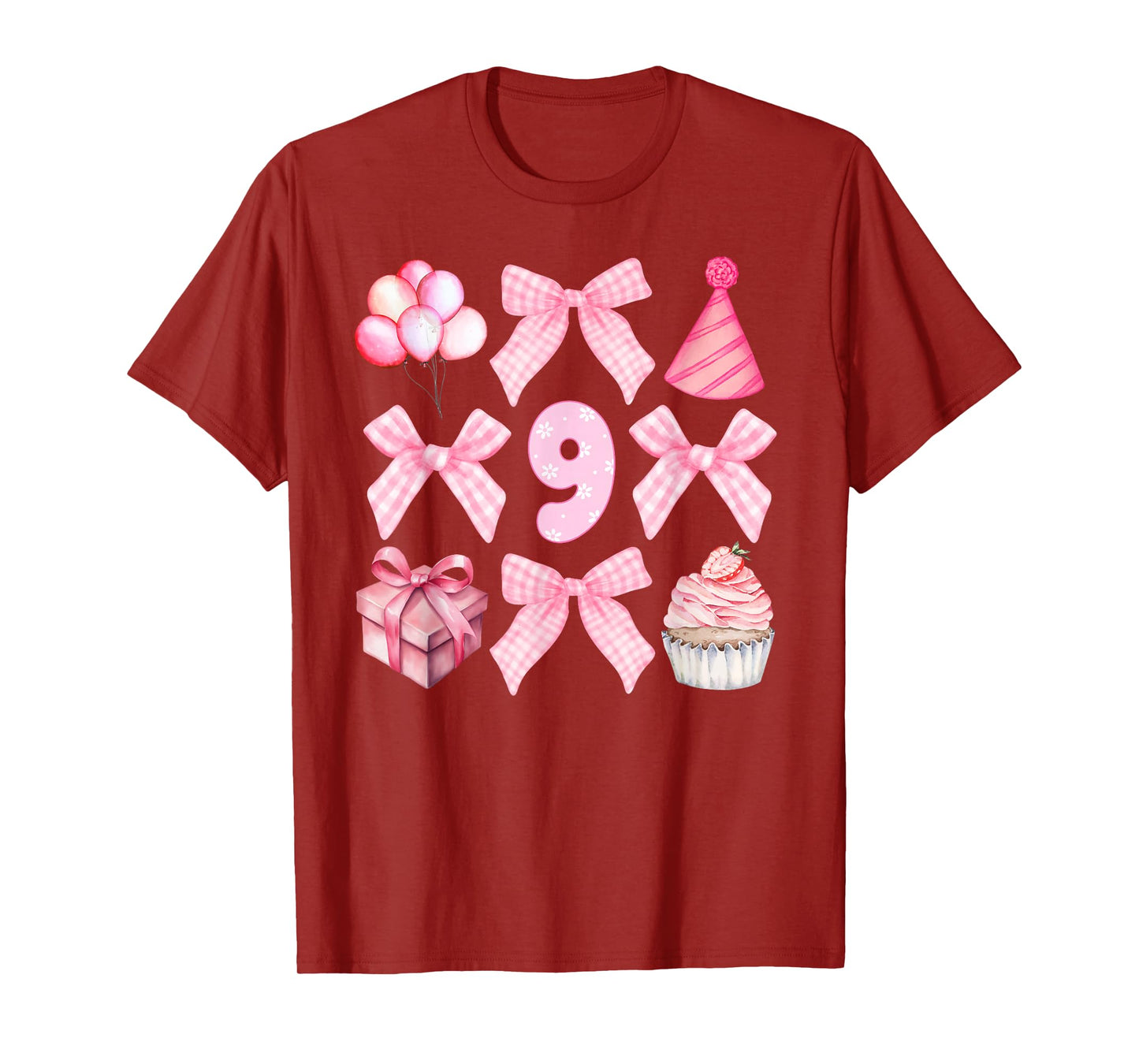 9th Coquette Birthday Party Nine Year Old Girl Coquette Bow T-Shirt