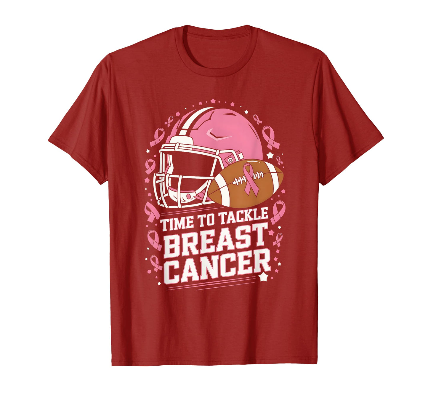 Tackle Football Breast Cancer Awareness Pink Ribbon Boys Kid T-Shirt