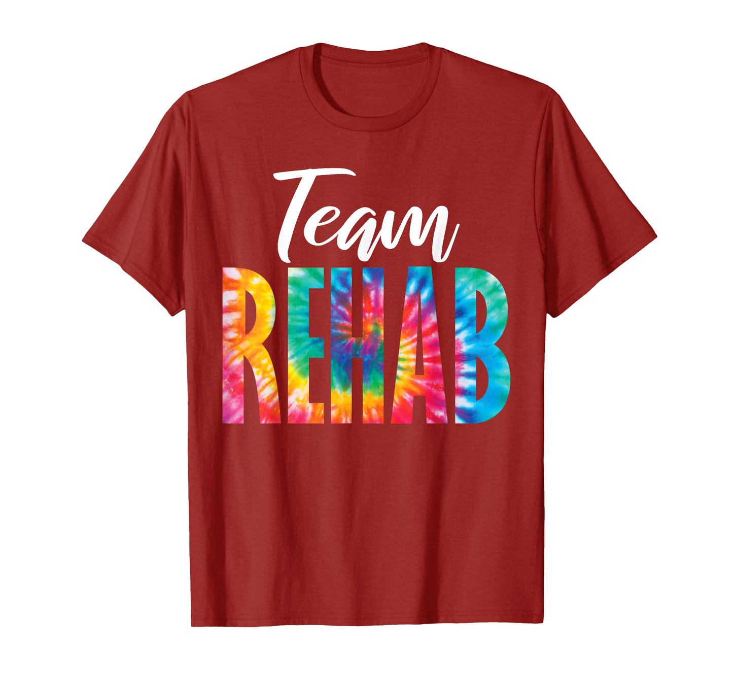Rehabilitation Team Awareness Matching Crew Squad Tie Dye Team Rehab Unisex-Adults Black Short Sleeve Crew Neck T-Shirt